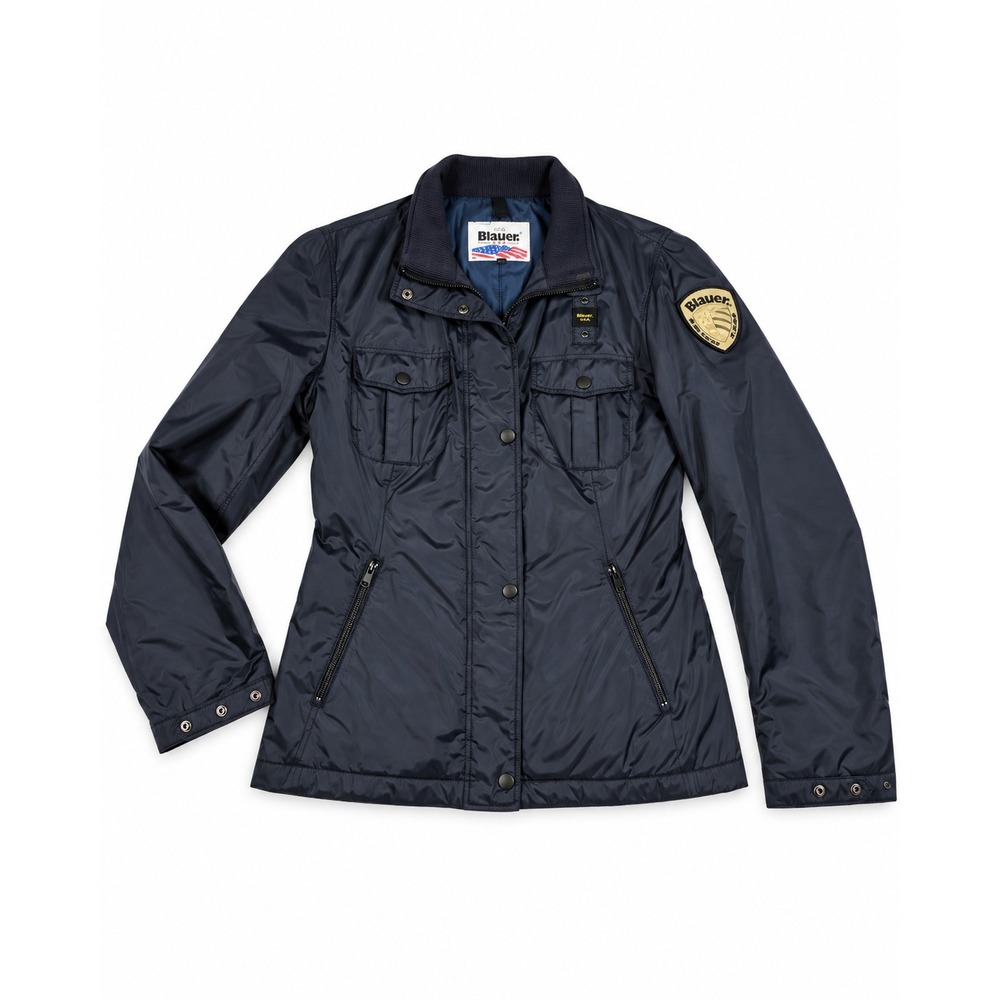 Blauer USA Womens Navy Blue Utility Jacket Large Shield Patch Coat